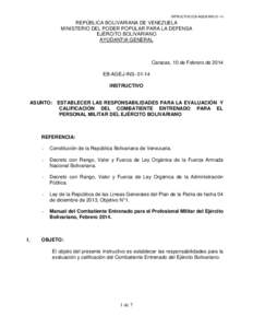 INTRUCTIVO EB-AGEB-INSREPÚBLICA BOLIVARIANA DE VENEZUELA MINISTERIO DEL PODER POPULAR PARA LA DEFENSA EJÉRCITO BOLIVARIANO AYUDANTIA GENERAL