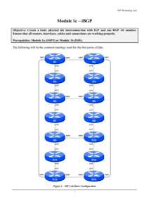 ISP Workshop Lab  Module 1c – iBGP Objective: Create a basic physical lab interconnection with IGP and one BGP AS number. Ensure that all routers, interfaces, cables and connections are working properly. Prerequisites: