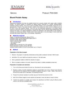 Genova  Protocol: P09-002A Biuret Protein Assay Introduction