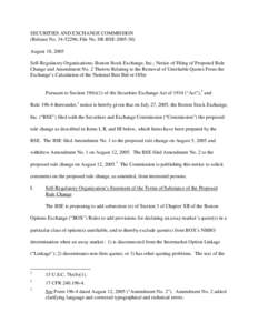 Notice of Filing of Proposed Rule Change and Amendment No. 2 Thereto Relating to the Removal of Unreliable Quotes From the Exchange’s Calculation of the National Best Bid or Offer; Rel. No[removed], File No. SR-BSE-20