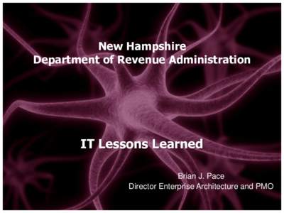 New Hampshire Department of Revenue Administration IT Lessons Learned Brian J. Pace Director Enterprise Architecture and PMO