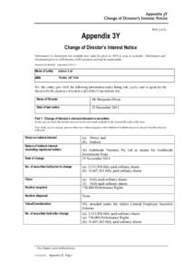 Appendix 3Y Change of D irector’s Interest N otice Rule 3.19A.2 Appendix 3Y Change of Director’s Interest Notice