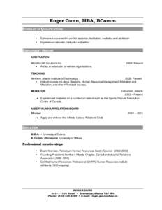 Microsoft Word - Roger Resume-teaching and arbitration and mediation.doc