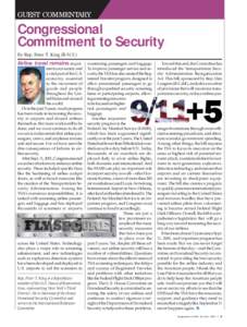 GUEST COMMENTARY  Congressional Commitment to Security By Rep. Peter T. King (R-N.Y.)
