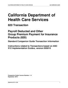 CALIFORNIA DEPARTMENT OF HEALTH CARE SERVICES  820 COMPANION GUIDE California Department of Health Care Services