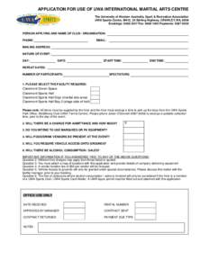 Microsoft Word - UWA Claremont Booking Form.doc