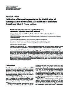 Utilization of Boron Compounds for the Modification of Suberoyl Anilide Hydroxamic Acid as Inhibitor of Histone Deacetylase Class II Homo sapiens