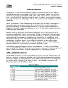 A FEDERAL, STATE AND MUNICIPAL PARTNERSHIP  Alaska Land Mobile Radio Communications System Incident Command  Alaska Land Mobile Radio