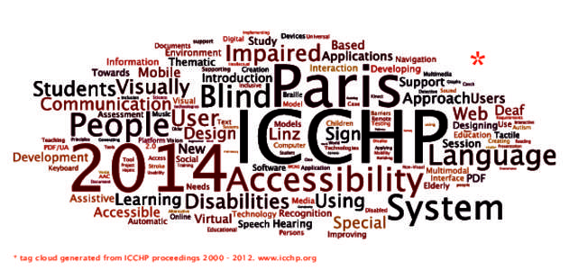 *  * tag cloud generated from ICCHP proceedings[removed]www.icchp.org • A unique platform for researchers, practitioners and experts.