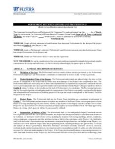 BUSINESS AFFAIRS  FACILITIES PLANNING AND CONSTRUCTION AGREEMENT BETWEEN OWNER AND PROFESSIONAL (FOR USE ON DESIGN-BID-BUILD PROJECTS)