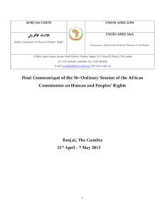 AFRICAN UNION  UNION AFRICAINE UNIÃO AFRICANA African Commission on Human & Peoples’ Rights