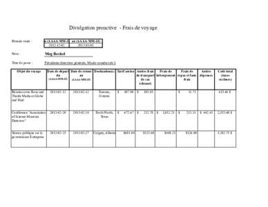 Divulgation proactive - Frais de voyage Période visée : du (AAAA-MM-JJ) au (AAAA-MM-JJ[removed]-03-01