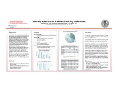 Sexuality After Stroke: Patient counseling preferences Joel Stein, MD; Cait Clancy, BS; Marni Hillinger, MD; Lauri Bishop, DPT New York Presbyterian Hospital – Columbia and Cornell, New York, NY. Stroke affects almost 