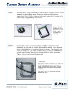 CURRENT SENSOR ASSEMBLY STEP 1: ®  Energy Monitoring Products & Systems