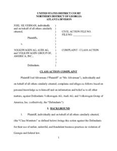 Case 1:15-cvTCB Document 1 FiledPage 1 of 28  UNITED STATES DISTRICT COURT NORTHERN DISTRICT OF GEORGIA ATLANTA DIVISION JOEL SILVERMAN, individually