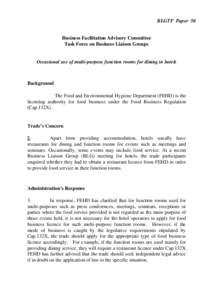 BLGTF Paper 50  Business Facilitation Advisory Committee Task Force on Business Liaison Groups  Occasional use of multi-purpose function rooms for dining in hotels