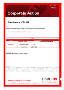 May 19, 2011 Page 1 of 1 Corporate Action Right Issue on FCX UN Dear Client,