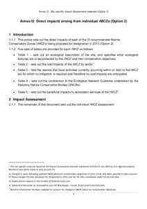 Annex I2. Site specific Impact Assessment materials (Option 2)    Annex I2 Direct impacts arising from individual rMCZs (Option 2)