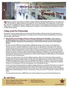 McCoy College of Business Administration Winter 2015 Research News W