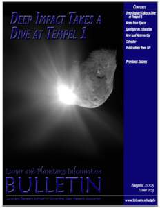 DEEP IMPACT TAKES A DIVE AT TEMPEL 1 — Paul Schenk, Editor, Lunar and Planetary Institute