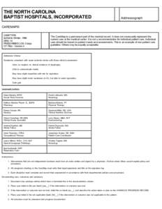 THE NORTH CAROLINA BAPTIST HOSPITALS, INCORPORATED Addressograph  CAREMAP©