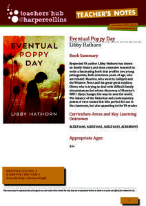Eventual Poppy Day Libby Hathorn Book Summary Respected YA author Libby Hathorn has drawn on family history and done extensive research to