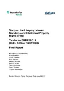 EUROPA - European Commission - Study on the Interplay between Standards and Intellectual Property Rights (IPRs) - Final report