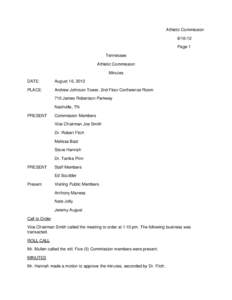 Athletic Commission[removed]Page 1 Tennessee Athletic Commission Minutes