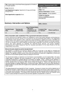 Title: Implementation of the Wood Review proposals for UK offshore oil and gas regulation Impact Assessment (IA)  IA No: DECC0170