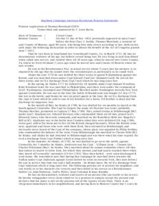 Southern Campaign American Revolution Pension Statements Pension Application of Thomas Moorland S2876 Transcribed and annotated by C. Leon Harris State of Tennessee M onroe County