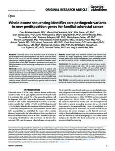 © American College of Medical Genetics and Genomics  Original Research Article Open