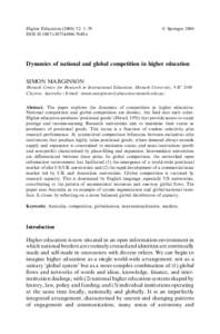 Higher Education: 1–39 DOIs10734x  SpringerDynamics of national and global competition in higher education