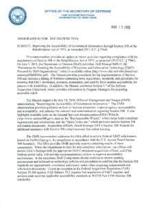 OFFICE OFTHE SECRETARY OF DEFENSE 1000 DEFENSE PENTAGON WASHINGTON , DC[removed]MAR[removed]MEMORANDUM FOR: SEE DISTRIBUTION