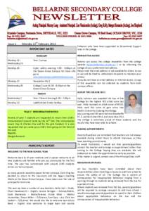 Issue 1  Monday 13th February 2012 IMPORTANT DATES FEBRUARY