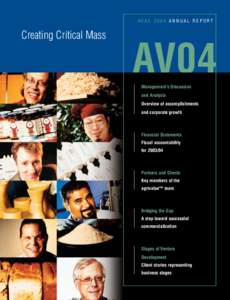 AVAC 2004 ANNUAL REPORT  Creating Critical Mass AV04 Management’s Discussion