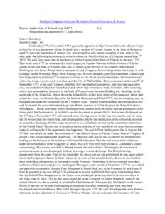 Southern Campaign American Revolution Pension Statements & Rosters Pension Application of Richard Gray R4227 Transcribed and annotated by C. Leon Harris. VA