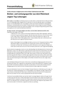 Pressemitteilung Großes inklusives Voltigierturnier mit der Kölner Stadtmeisterschaft 2016 Breiten- und Leistungssportler aus dem Rheinland zeigten Top-Leistungen Köln. Frechen. 17. JuniDer Pferdesportverein Zu