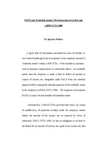 PAYE and Tradeable Assets: The Interaction of s.144A and s.203F ICTA 1988 by Aparna Nathan  A great deal of uncertainty surrounds the issue of whether or