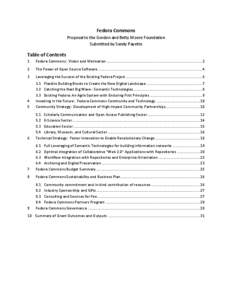 Fedora Commons Proposal to the Gordon and Betty Moore Foundation Submitted by Sandy Payette Table of Contents 1