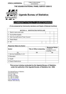 STRICTLY CONFIDENTIAL  PUBLIC DISCLOSURE AUTHORIZED  THE UGANDA NATIONAL PANEL SURVEY