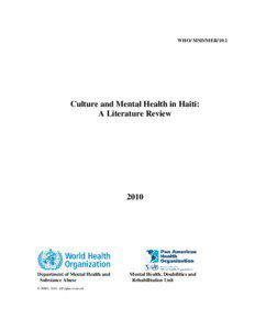 WHO/ MSD/MER[removed]Culture and Mental Health in Haiti: