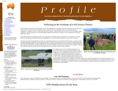 New Page 1  ISSUE 141 MAY[removed]THE OFFICIAL NEWSLETTER OF THE AUSTRALIAN SOCIETY OF SOIL SCIENCE Inc
