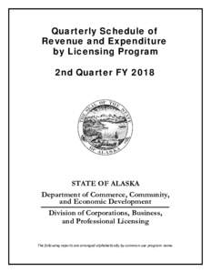 Quarterly Schedule of Revenue and Expenditure by Licensing Program 2nd Quarter FYSTATE OF ALASKA