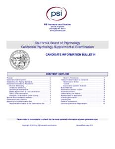 California Board of Psychology - PSI licensure Certification