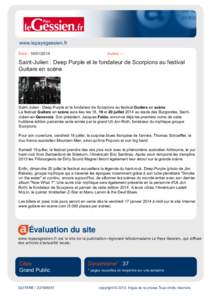 www.lepaysgessien.fr Date : Auteur : -  Saint-Julien : Deep Purple et le fondateur de Scorpions au festival