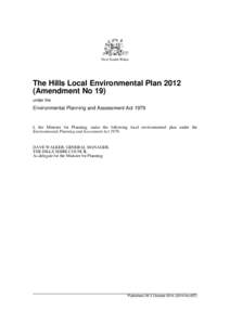 New South Wales  The Hills Local Environmental Plan[removed]Amendment No 19) under the