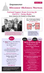 Summer[removed]Congresswoman Eleanor Holmes Norton National Support Keeps Growing for
