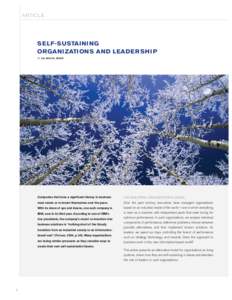 ARTI C LE  SELF-SUSTAINING ORGANIZATIONS AND LEADERSHIP BY LIA BOSCH, MSOD