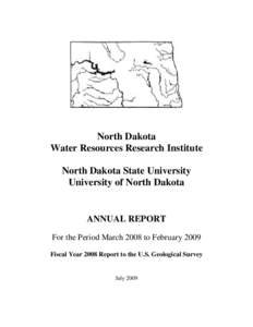 North Dakota Water Resources Research Institute North Dakota State University University of North Dakota  ANNUAL REPORT