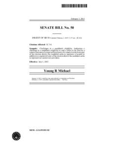 *SB0050.1* February 3, 2015 SENATE BILL No. 50 _____ DIGEST OF SB 50 (Updated February 2, :37 am - DI 102)